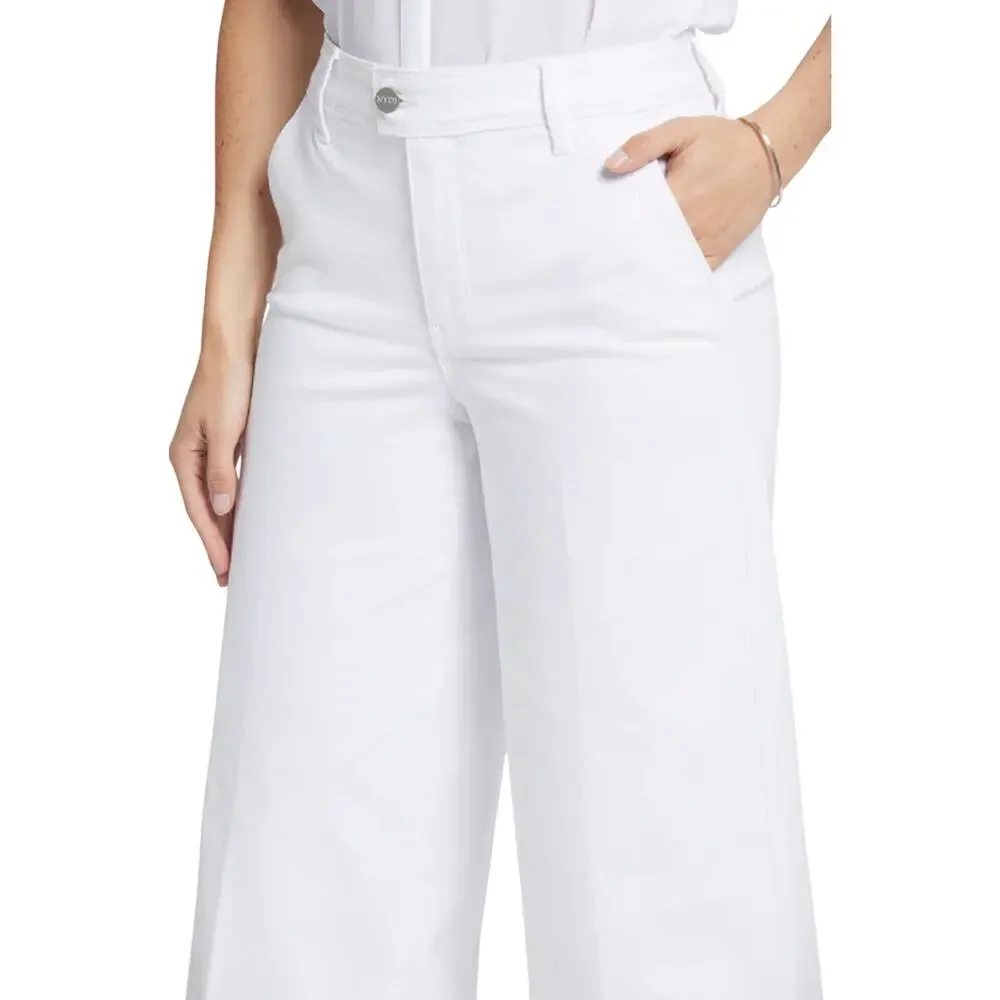 NYDJ Women's Mona Wide Leg Ankle Jeans Size 8 Optic White Denim Trouser NWT
